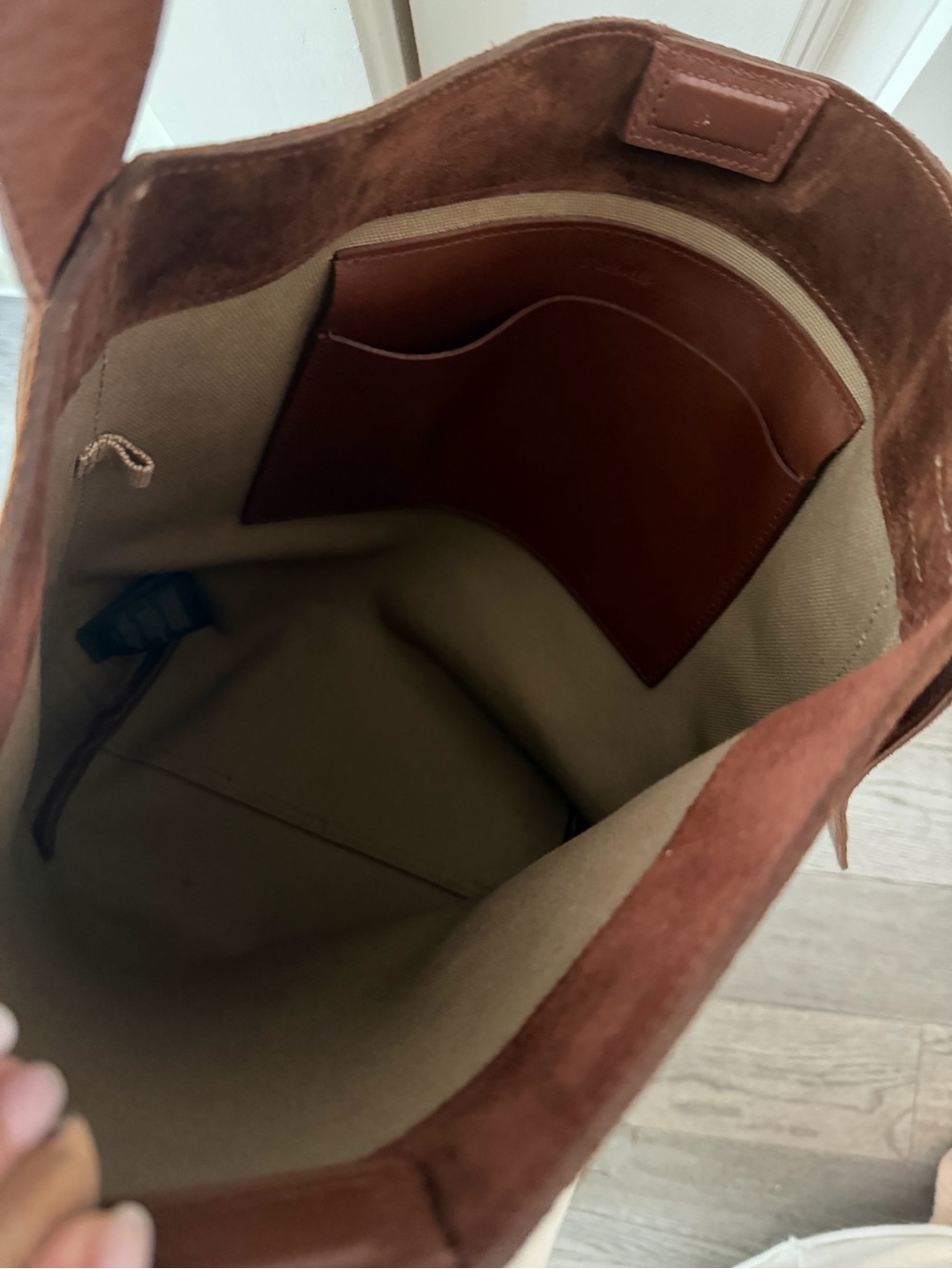 Madewell Brown Suede Studded bucket Tote - Picture 3 of 3